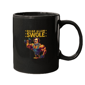 Discover Edgar Allan Swole Edgar Allan Poe Weightlifting Distressed Mugs