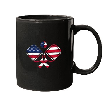 Discover Pickleball American Flag vintages Retro Pickleball Paddle USA Mugs
