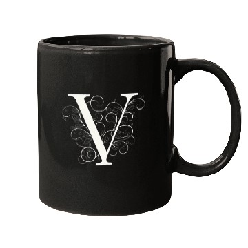 Discover Elegant Flourished V Classic Monogram Design Mugs