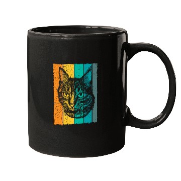 Discover Cat face drawing retro Mugs