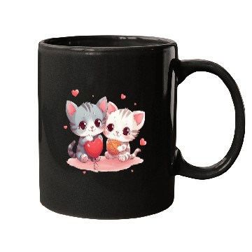Discover Cute Kittens Hearts Knitting Wool Balls Cats Lover Design Mugs