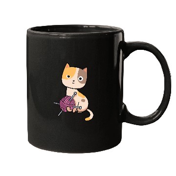 Discover Cute cat knitting wool Mugs