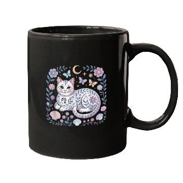 Discover Cancer Zodiac Cat Mystical Art Mugs
