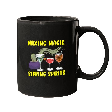 Discover Mixing Magic Sipping Spirits Barkeeper Bartender Halloween Mugs