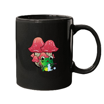Discover Cute Frog And Mushroom House Toad Knitting Cottagecore Mugs