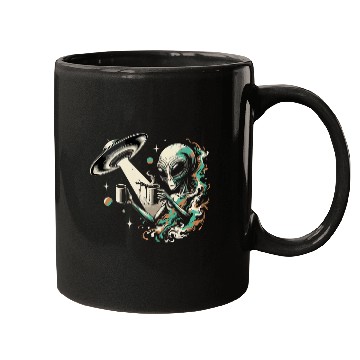 Discover Intergalactic Coffee Alien Coffee Grunge Art Mugs