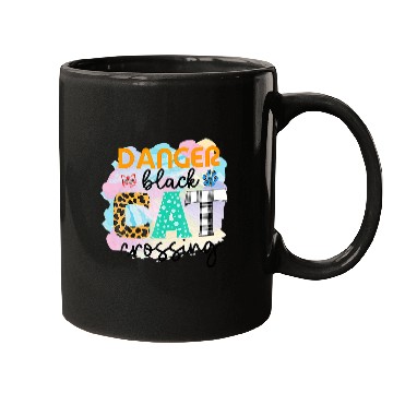 Discover Funny Danger black cats Crossing Graphic Patchwork 1 Mugs