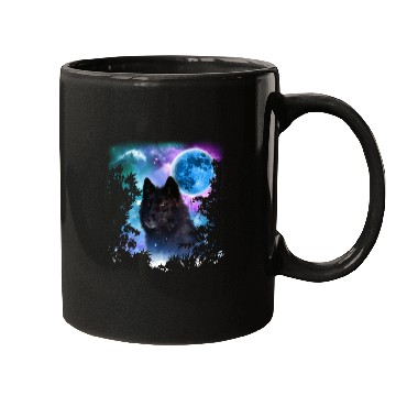 Discover Black Wolf MidNight Forest Mugs