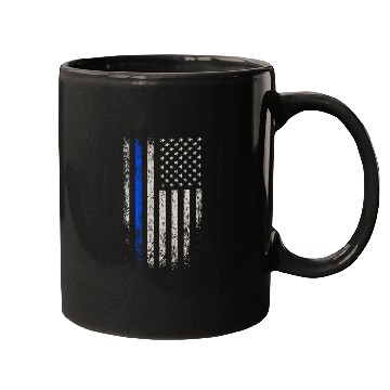 Discover US Flag Blue Line Mugs