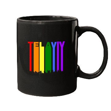 Discover Tel Aviv Israel Skyline Rainbow LGBT Gay Pride Mugs