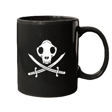 Discover Funny Black White Jolly Kitty Pirate Skull Bones Mugs