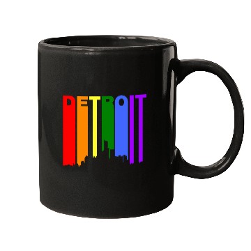 Discover Detroit Michigan Gay Pride Rainbow Skyline Mugs