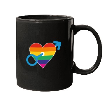 Discover Rainbow heart male Mugs