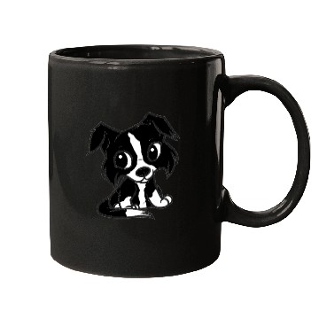 Discover border collie bw cartoon Mugs