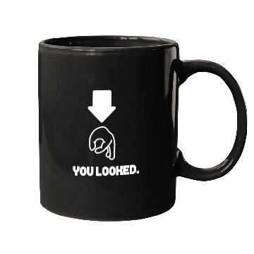 Discover You Looked Funny Hand Circle Game Point Arrow Down Mugs