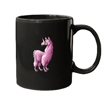 Discover Fluffy llama unicorn pink illustration cartoon Mugs