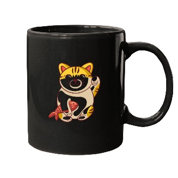Discover Winking cat with fish Mugs