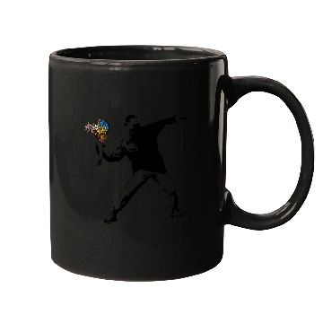 Discover Banksy Rage Flower Thrower Mugs