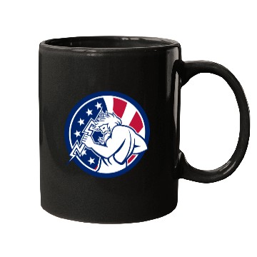 Discover Zeus With Thunderbolt USA Flag Icon Mugs