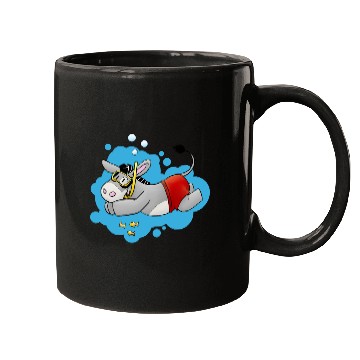 Discover Fluffy donkey swimming Mugs