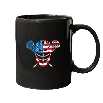Discover Lacrosse Helmet and Sticks American Flag Mugs