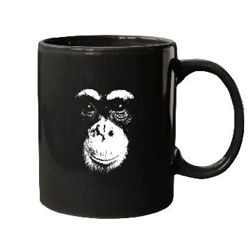 Discover Abstract Monkey Portrait in Black and White Mugs