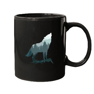 Discover Lone Wolf Survives The Mountain Silhouette Art Mugs