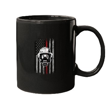 Discover Firefighter mask American Flag Thin Red Line Mugs