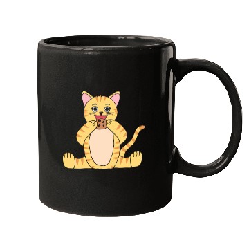 Discover Cat Comic Fantasy Cokkies eating kitten kids Mugs