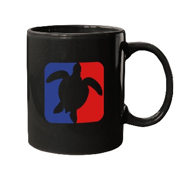 Discover red blue square button sea turtle silhouette outli Mugs