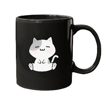 Discover Relaxed White Cat Cartoon Mugs