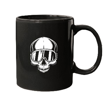 Discover Skull with ski goggles, skiing, snowboarding Mugs