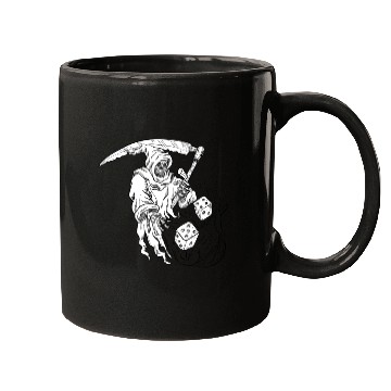 Discover The Grim Reaper Rolling the Dice Drawing Mugs