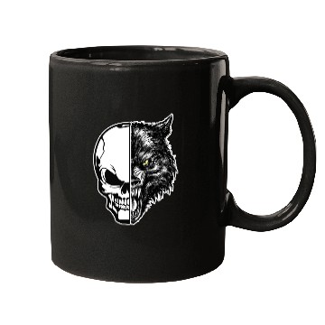 Discover skull and wolf Mugs