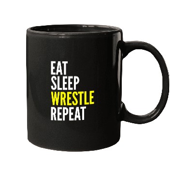 Discover Wrestler Funny Gift - Eat Sleep Wrestle Repeat Mugs