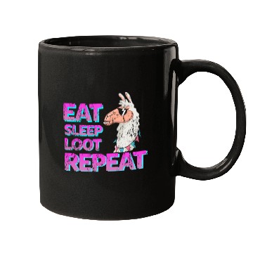 Discover cool Llama eat sleep loot Mugs