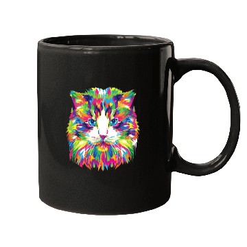 Discover Psychedelic Colorful Cat Abstract Kitten Bright Mugs