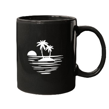 Discover Island with palms white Mugs