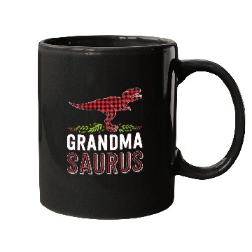 Discover Grandma Saurus T Rex Red Plaid Matching Family Mugs