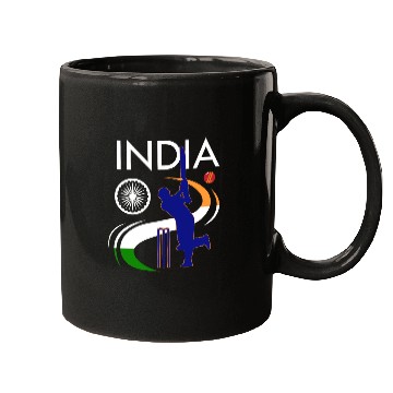Discover India Cricket With Indian Flag Brush Stroke Mugs