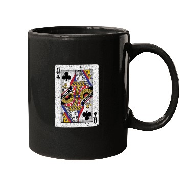 Discover queen of clubs playing card Mugs