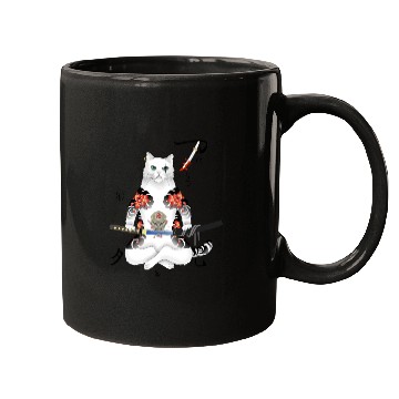 Discover Japanese Samurai Cat Katana Ninja Yakuza Tattoo Mugs