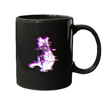 Discover Vaporwave Synthwave Glitch Cat Feline Kitty Mugs