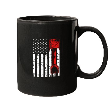 Discover Patriotic Auto Diesel Mechanic USA Flag Piston Mugs