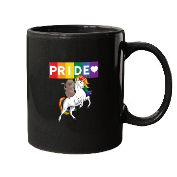 Discover LGBT Gay Pride Wombat Riding Rainbow Unicorn Mugs