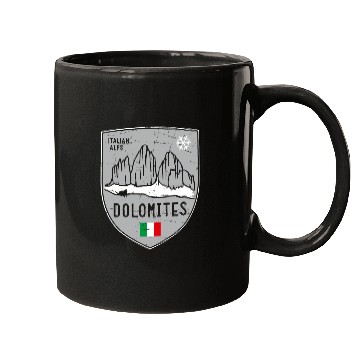 Discover Dolomites Italy Emblem Mugs