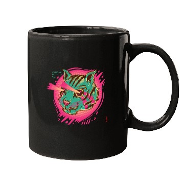 Discover Laser Cat in Synthwave Look Mugs