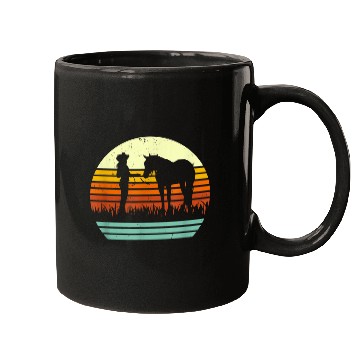 Discover Western Halter Horse Retro Sun Style Mugs