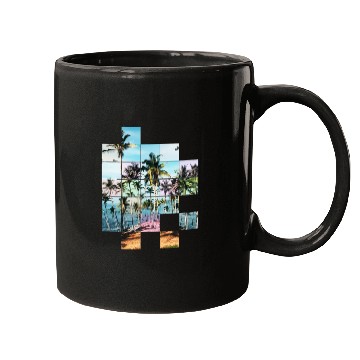 Discover Palm Trees Beach Vacation Pixel Picture Colorful Mugs