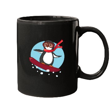 Discover Snowboarding Penguin Mugs
